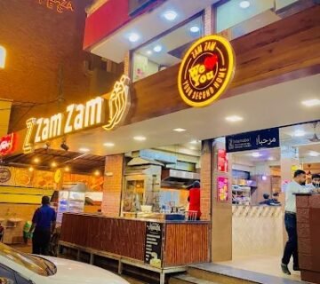 "Zam Zam restaurant exterior at Doha Complex, Red Cross Road, Kozhikode"